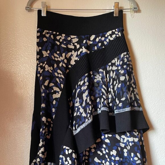 3.1 Phillip Lim Layered Painted-Dot Silk Midi Skirt w/ Rib Details - Picture 3 of 8